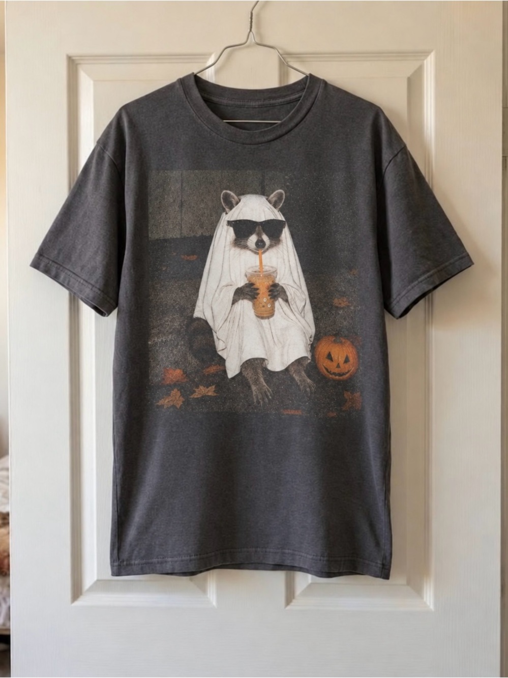 Gildan Charcoal Raccoon Ghost Graphic Tee